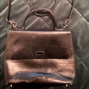 Croton Classic Black Leather Crossbody Shoulder Handbag